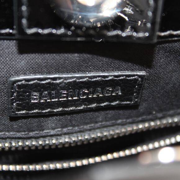 Balenciaga Black Patent Leather XXS Shopping Tote Crossbody Bag New - Picture 14 of 14